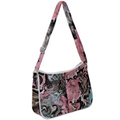 Marbling Collage Zip Up Shoulder Bag by kaleidomarblingart