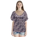 Violet Textured Mosaic Ornate Print V-Neck Flutter Sleeve Top View1