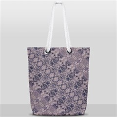 Violet Textured Mosaic Ornate Print Full Print Rope Handle Tote (small) by dflcprintsclothing