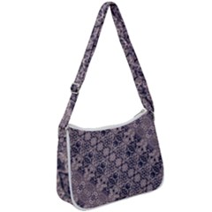 Violet Textured Mosaic Ornate Print Zip Up Shoulder Bag by dflcprintsclothing