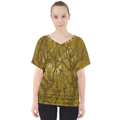 Forest Landscape Illustration 2 V-neck Dolman Drape Top by dflcprintsclothing