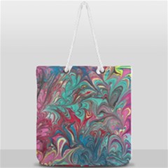 Psychedelic Marbling Patterns Iv Full Print Rope Handle Tote (large) by kaleidomarblingart