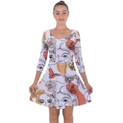 Lady Like Quarter Sleeve Skater Dress by designsbymallika