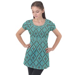 Tiles Puff Sleeve Tunic Top by Sobalvarro