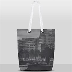 Sunset Coastal Urban Scene, Montevideo, Uruguay Full Print Rope Handle Tote (small) by dflcprintsclothing