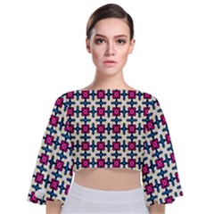 Geometric Tie Back Butterfly Sleeve Chiffon Top by SychEva