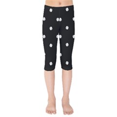 Black And White Baseball Motif Pattern Kids  Capri Leggings  by dflcprintsclothing