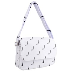 Black And White Cricket Sport Motif Print Pattern Courier Bag by dflcprintsclothing