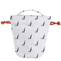 Black And White Cricket Sport Motif Print Pattern Drawstring Bucket Bag View1