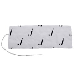 Black And White Cricket Sport Motif Print Pattern Roll Up Canvas Pencil Holder (s) by dflcprintsclothing