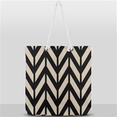 Chevrons Beige/noir Full Print Rope Handle Tote (large) by kcreatif
