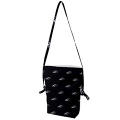Formula One Black And White Graphic Pattern Folding Shoulder Bag by dflcprintsclothing