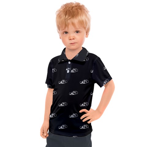 Formula One Black And White Graphic Pattern Kids  Polo Tee by dflcprintsclothing