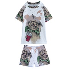 Pug Lover Coffee Kids  Swim Tee And Shorts Set by EvgeniaEsenina