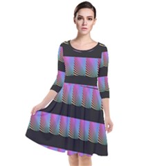 Digital Illusion Quarter Sleeve Waist Band Dress by Sparkle