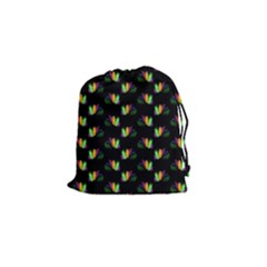 Digital Flowers Drawstring Pouch (small) by Sparkle