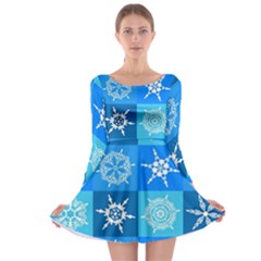 Snowflakes Long Sleeve Skater Dress by Sobalvarro