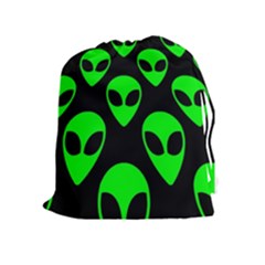 We Are Watching You! Aliens Pattern, Ufo, Faces Drawstring Pouch (xl) by Casemiro