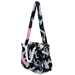 Painted Lines Rope Handles Shoulder Strap Bag by designsbymallika