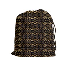 Luxury Golden Oriental Ornate Pattern Drawstring Pouch (xl) by dflcprintsclothing