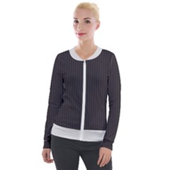 Onyx Black & White - Velvet Zip Up Jacket by FashionLane