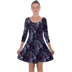 Black Pearls Quarter Sleeve Skater Dress by MRNStudios