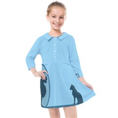 Cat Mirror Lion Kids  Quarter Sleeve Shirt Dress by HermanTelo