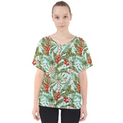 Tropical Flowers V-neck Dolman Drape Top by goljakoff