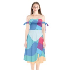 Ice Summer Beach Sea Dessert Shoulder Tie Bardot Midi Dress by HermanTelo