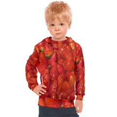 Colorful Strawberries At Market Display 1 Kids  Hooded Pullover by dflcprintsclothing