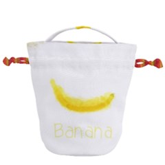 Banana Fruit Watercolor Painted Drawstring Bucket Bag by Mariart