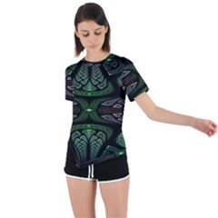 Fractal Illusion Asymmetrical Short Sleeve Sports Tee by Sparkle
