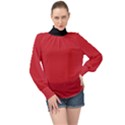 Flame Scarlet - High Neck Long Sleeve Chiffon Top View1