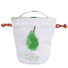 Pear Fruit Watercolor Painted Drawstring Bucket Bag by Mariart