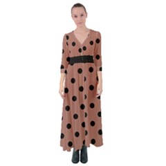 Large Black Polka Dots On Blast-off Bronze - Button Up Maxi Dress by FashionLane