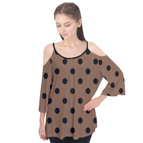 Large Black Polka Dots On Brown Bear - Flutter Tees by FashionLane