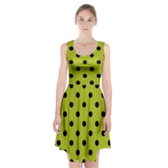 Large Black Polka Dots On Acid Green - Racerback Midi Dress by FashionLane