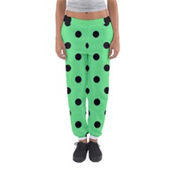 Large Black Polka Dots On Algae Green - Women s Jogger Sweatpants by FashionLane