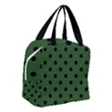 Large Black Polka Dots On Basil Green - Boxy Hand Bag View3