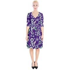 Floral Blue Pattern  Wrap Up Cocktail Dress by MintanArt