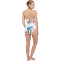 Illustrations Elephant Colorful Pachyderm Scallop Top Cut Out Swimsuit View2