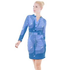 Online Woman Beauty Blue Button Long Sleeve Dress by Mariart