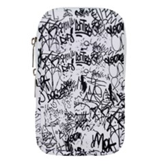 Black And White Graffiti Abstract Collage Waist Pouch (small) by dflcprintsclothing
