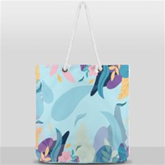 Nature Leaves Plant Background Full Print Rope Handle Tote (large) by Mariart