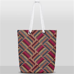 Geometric Knitting Full Print Rope Handle Tote (small) by goljakoff