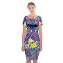 vibrant abstract floral/rainbow color Classic Short Sleeve Midi Dress View1