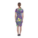 vibrant abstract floral/rainbow color Classic Short Sleeve Midi Dress View2