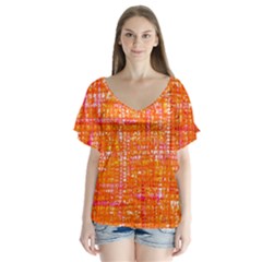 Mosaic Tapestry V-neck Flutter Sleeve Top by essentialimage