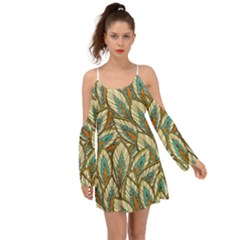 Field Leaves Kimono Sleeves Boho Dress by goljakoff