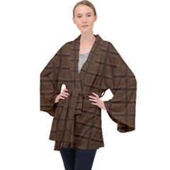 Milk Chocolate Long Sleeve Velvet Kimono  by goljakoff